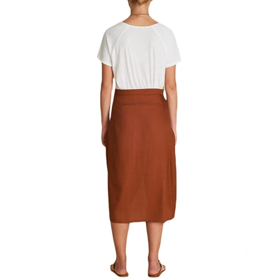 Shop Sancia Daria Womens Linen Blend Faux Wrap Tulip Skirt In Brown