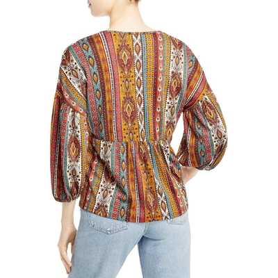 Shop Status By Chenault Womens Boho Stretch Peasant Top In Multi