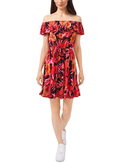 Shop Riley & Rae Amanda Womens Printed Off The Shoulder Fit & Flare Dress In Multi