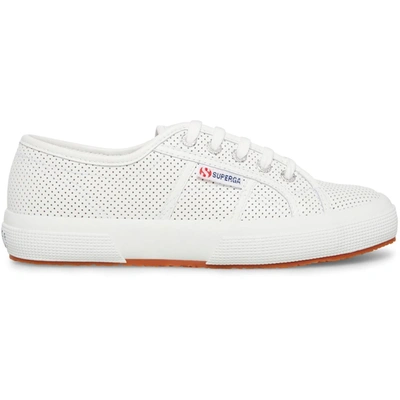 Shop Superga 2750 Perforated Leather Womens Leather Lifestyle Casual And Fashion Sneakers In White