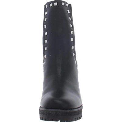 Shop Steve Madden Brisa Womens Faux Leather Studded Ankle Boots In Black