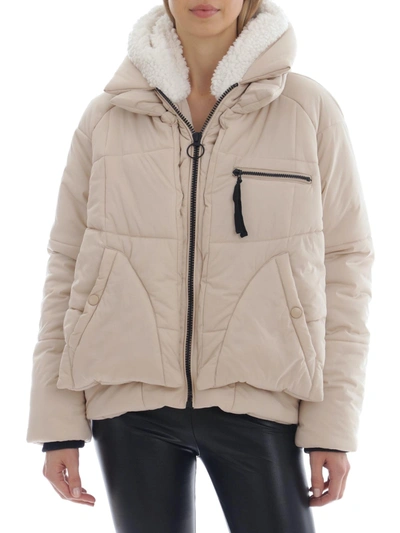 Shop Avec Les Filles Womens Cold Weather Warm Puffer Jacket In Beige