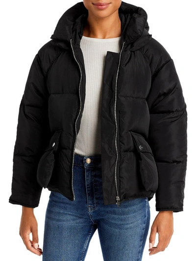 Shop Toast Society Womens Short Hooded Puffer Jacket In Black