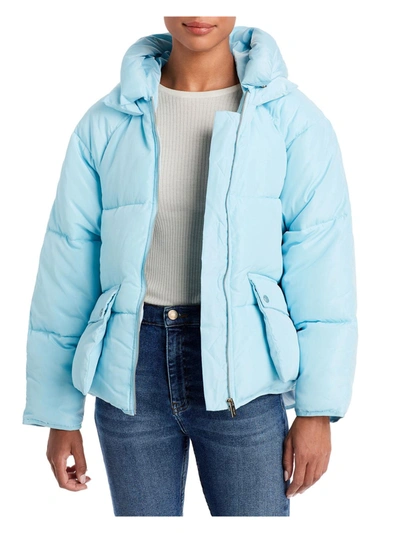 Shop Toast Society Womens Short Hooded Puffer Jacket In Blue