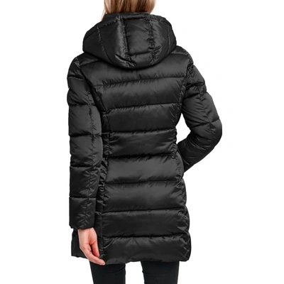 Shop Laundry By Shelli Segal Womens Satin Cold Weather Puffer Jacket In Black