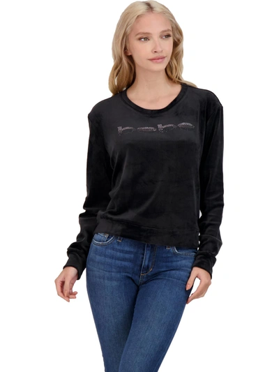 Shop Bebe Womens Velour Comfy Sweatshirt In Black