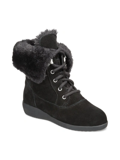 Shop Style & Co Aubreyy Womens Leather Ankle Winter & Snow Boots In Black