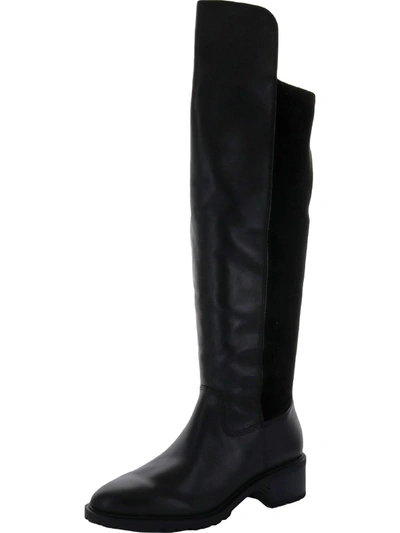 Shop Sole Society Favian Womens Leather Round Toe Knee-high Boots In Black