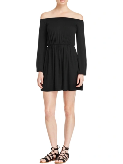 Shop Nytt Cecily Womens Gathered Waist Off-the-shoulder Casual Dress In Black