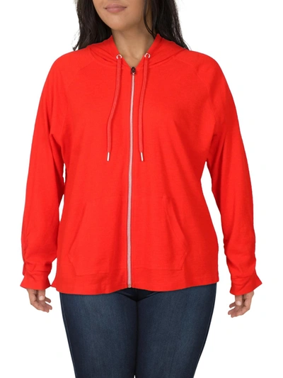 Shop Calvin Klein Performance Plus Womens Drawstring Knit Zip Hoodie In Red