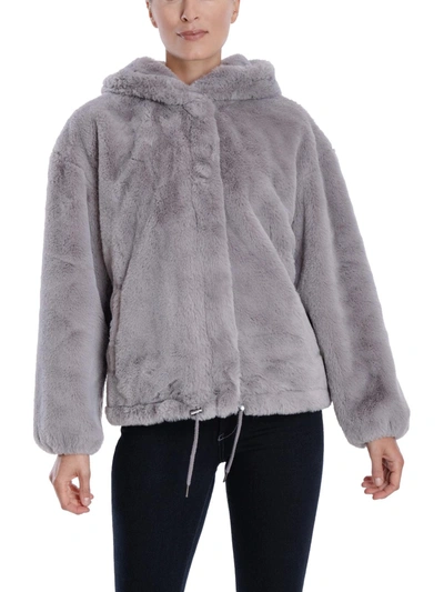 Lucky Brand Womens Lightweight Cold Weather Faux Fur Coat In Grey