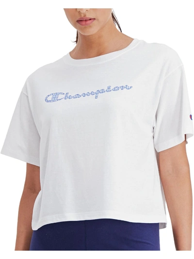 Shop Champion Womens Cropped Graphic Pullover Top In White