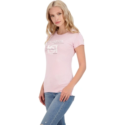 Shop Bebe Womens Graphic Crewneck Logo T-shirt In Pink