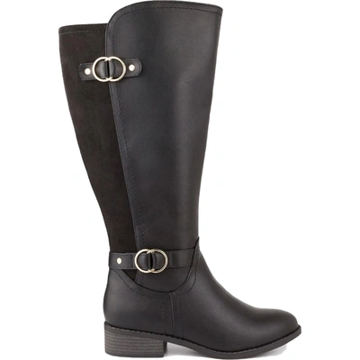 Shop Karen Scott Leandraa Womens Extra Wide Calf Faux Leather Knee-high Boots In Black