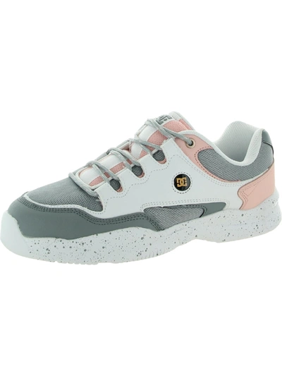 Shop Dc Decel Womens Faux Leather Lace Up Skate Shoes In Grey