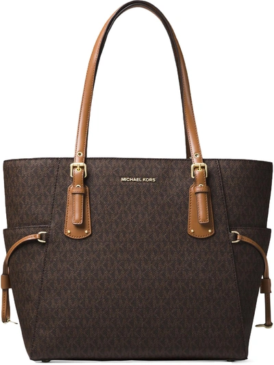 Shop Michael Michael Kors Voyager Womens Signature Logo Tote Handbag In Brown