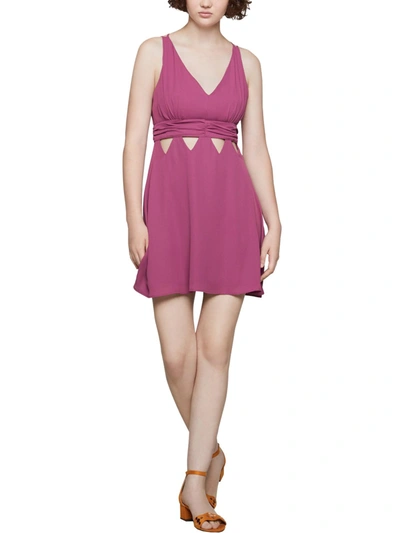 Shop Bcbgeneration Womens Cutout Criss-cross Back Mini Dress In Purple