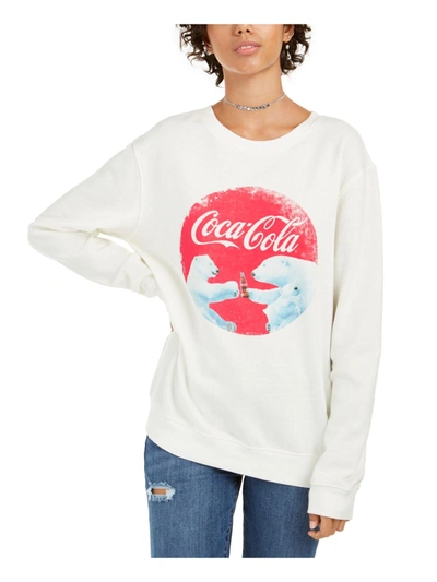 Shop Love Tribe Juniors Womens Holiday Coca-cola Sweatshirt In White