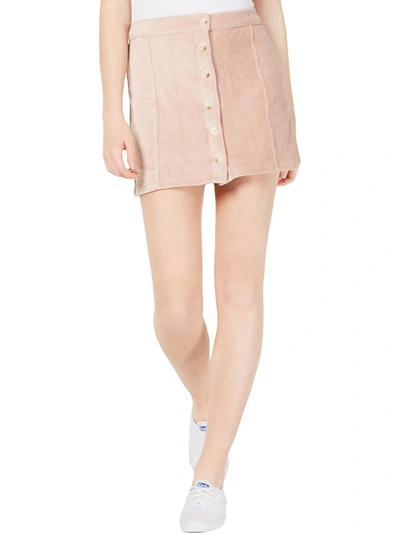 Shop Rewash Juniors Womens Corduroy Button Front Mini Skirt In Pink