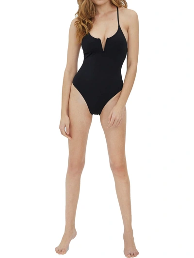 Shop Vero Moda Klara Womens Padded High Leg One-piece Swimsuit In Black