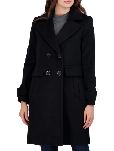 Shop Sam Edelman Womens Wool Blend Lightweight Walker Coat In Black