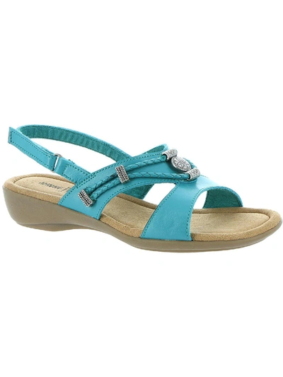 Shop Minnetonka Silvie Womens Cushioned Footbed Cushioned Slingback Sandals In Blue