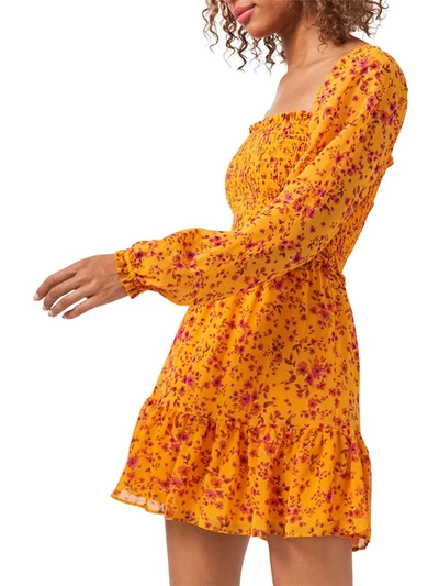 Shop 1.state Womens Floral Short Mini Dress In Orange