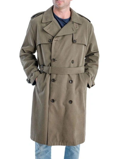 Shop London Fog Plymouth Mens Twill Double Breasted Trench Coat In Grey