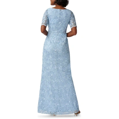Shop Adrianna Papell Mermaid Womens Slit Maxi Evening Dress In Blue