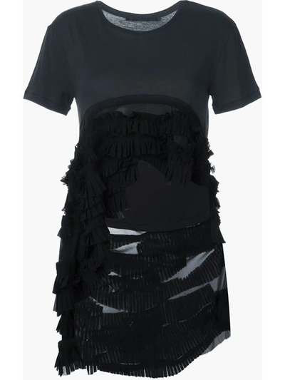 Haider Ackermann High Low Hem Frill T-shirt In Black