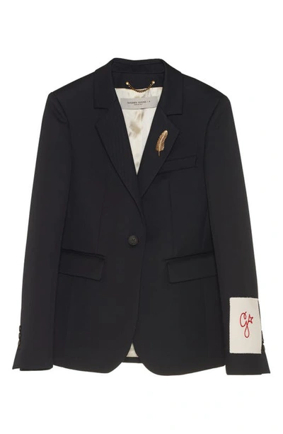 Golden Goose Single Breasted Tom Boy Blazer In Dark Blue In Dark Blue