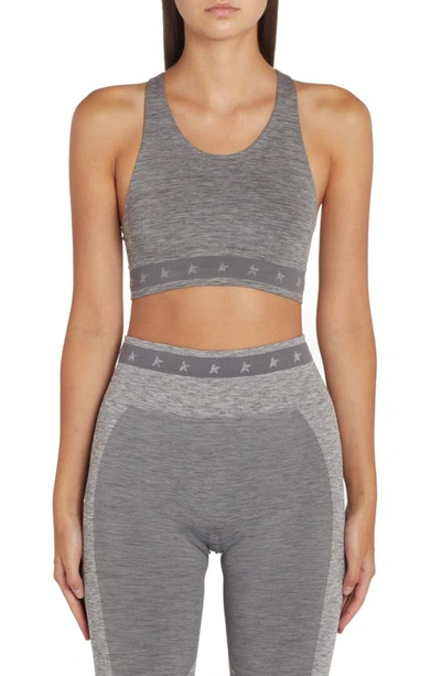 Shop Golden Goose Knot Racerback Crop Top In Melange Grey