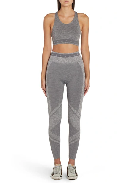 Golden Goose Logo-underband Racerback Crop Top In Melange Grey