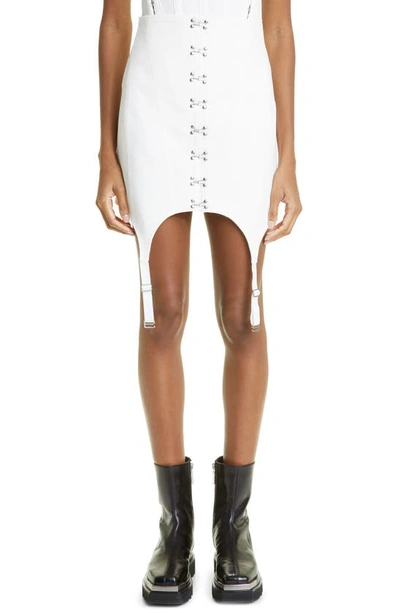 Shop Dion Lee High Waist Corset Front Garter Organic Stretch Cotton Miniskirt In Ivory