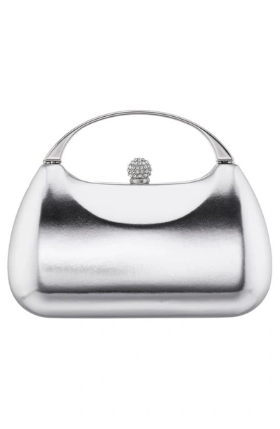 Nina Minaudière Top Handle Bag In Silver