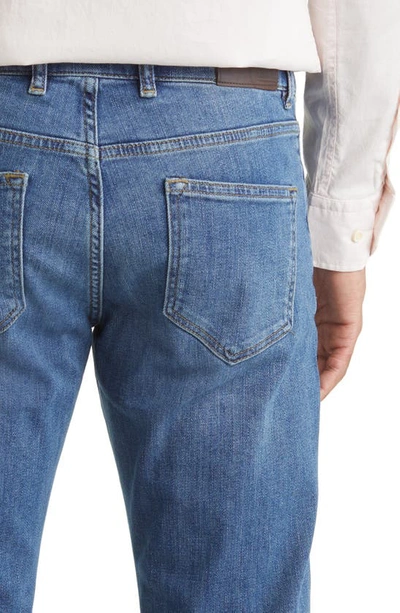 Shop Peter Millar Crown Crafted Washed Five Pocket Straight Leg Jeans In Medium Wash Indigo