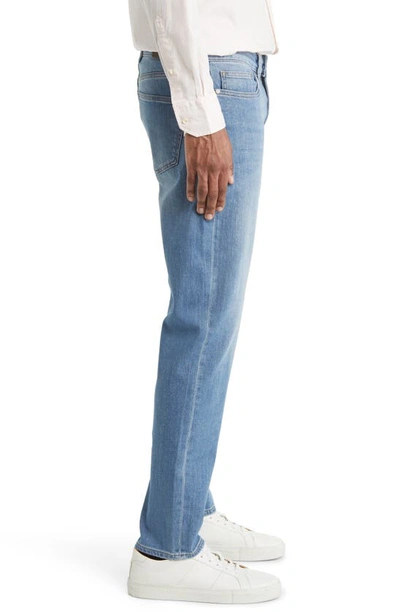 Shop Peter Millar Crown Crafted Washed Five Pocket Straight Leg Jeans In Stone Washed Blue