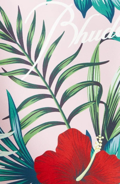 Shop Rhude Floral Logo Swim Trunks In Mauve/ Multi