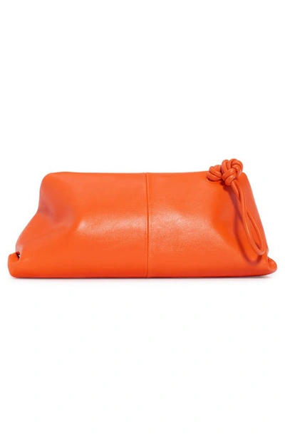 Shop Bottega Veneta Leather Envelope Clutch In Orange/ Gold