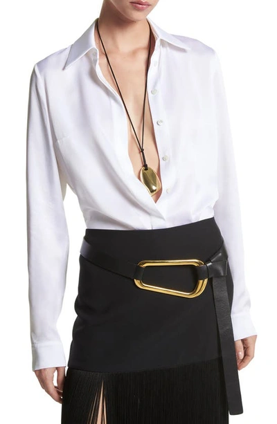 Shop Michael Kors Hansen Charmeuse Button-up Shirt In 100 Optic White