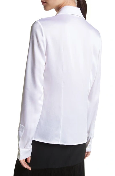 Shop Michael Kors Hansen Charmeuse Button-up Shirt In 100 Optic White