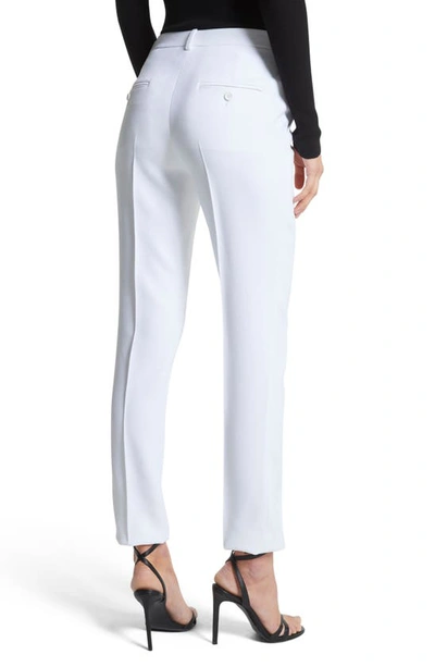 Shop Michael Kors Samantha Pintuck Pleat Crepe Sablé Ankle Pants In Optic White