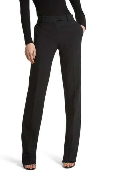 Shop Michael Kors Carolyn Double Face Crepe Straight Leg Pants In Black