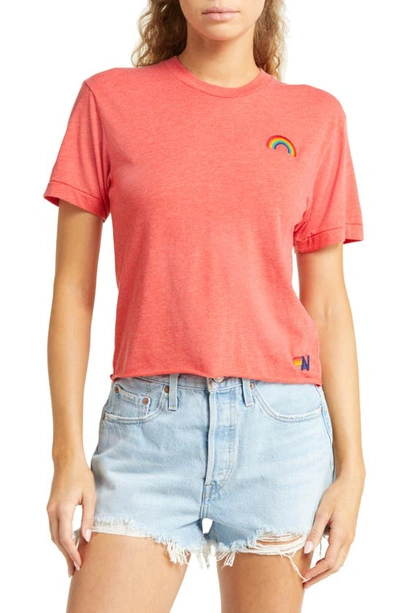 Shop Aviator Nation Embroidered Rainbow T-shirt In Red