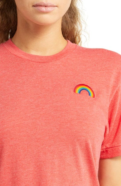 Shop Aviator Nation Embroidered Rainbow T-shirt In Red