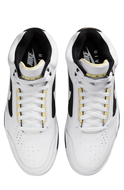 Nike Air Flight Lite Mid Basketball Shoe In White/white/lemon