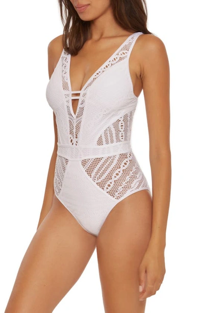 Shop Becca Color Play One-piece Swimsuit In White / White