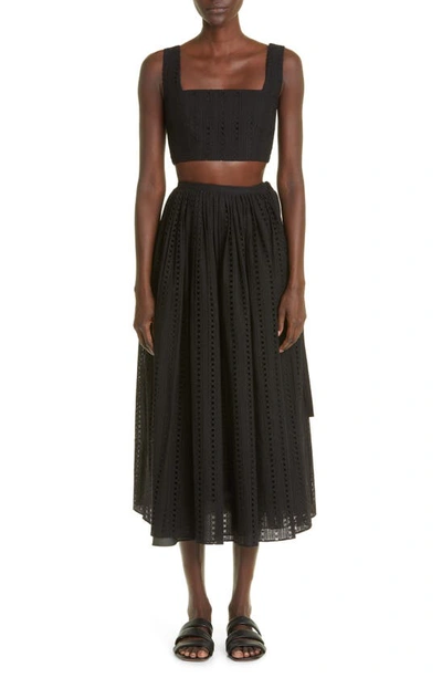 Shop Adam Lippes Embroidered Eyelet Cotton Crop Top In Black