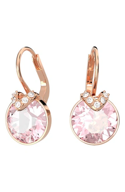 Swarovski Bella V Crystal Drop Earrings In Gold Tone In Pink