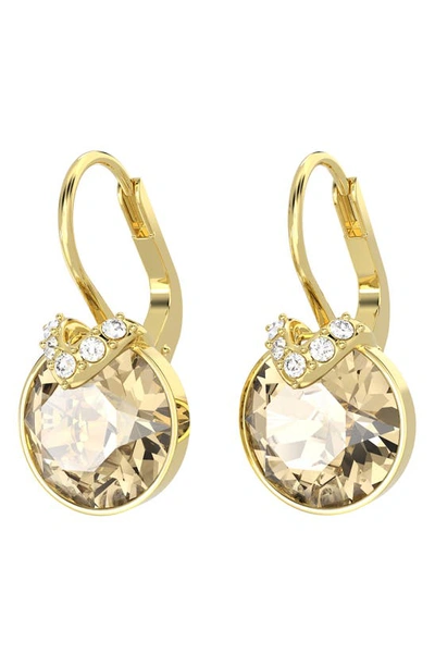 Swarovski Bella Gold-tone Plated Round Cut V Drop Earrings In Gold